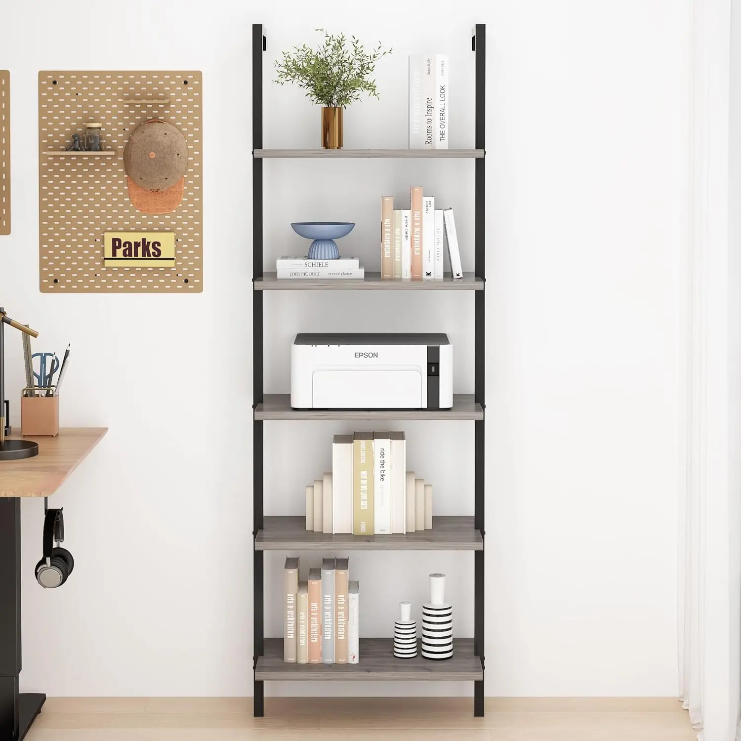 Modern bookcase wall mounted Furniture Living Room Ladder Shelf 5 Tier Wall Mounted Book Rack Nordic Bookshelf Shelves Bookcase