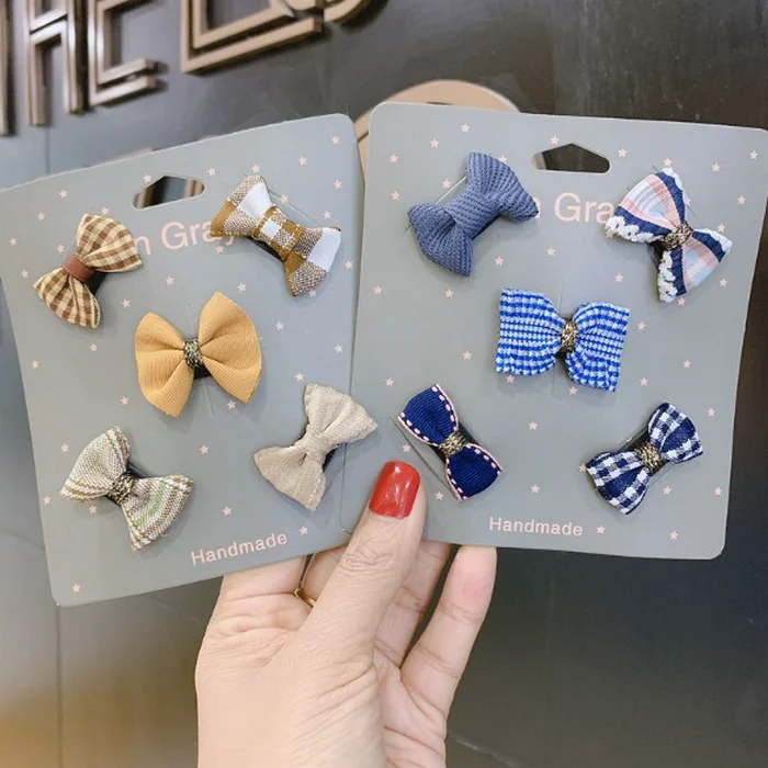 new arrival infants 5pcs mini hair clip set girls multi design bowknot barrette baby princess bobby pin
