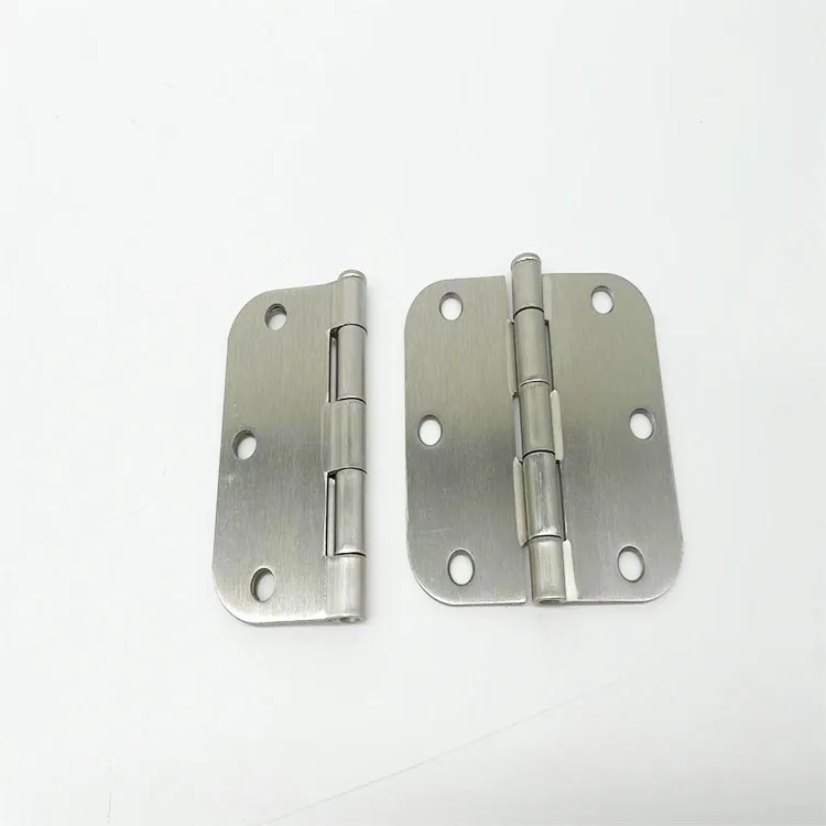 Door Hinges Satin Nickel 3.5 x 3.5 Inch Interior Door Hinges Brushed Nickel Rounded  Radius Corners Iron Bifold Silver