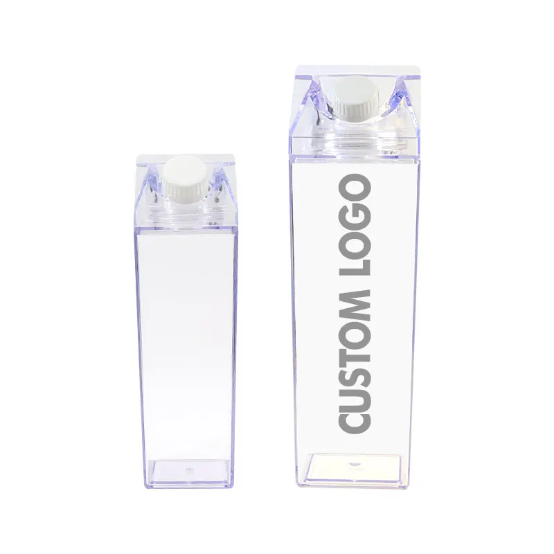 1000 ml Clear Transparent 1 L  Milk Carton Water Bottle Bpa Free Plastic Tumbler Custom
