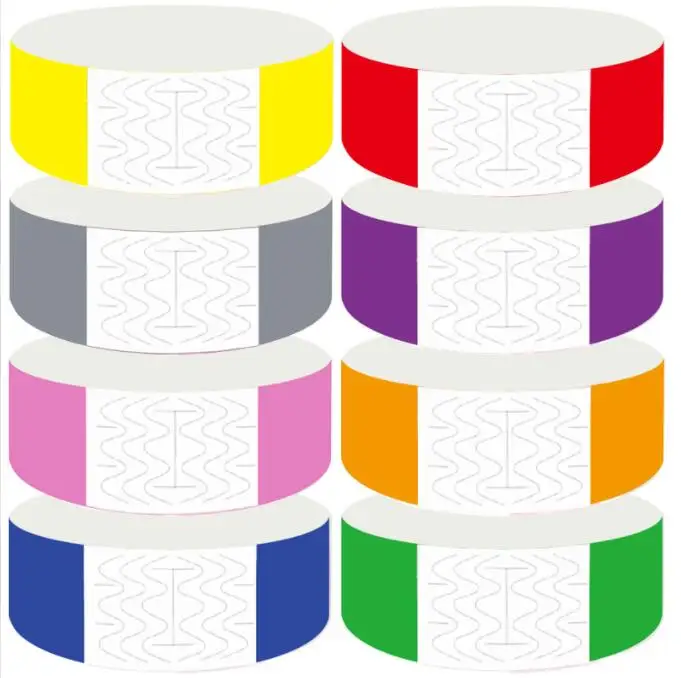 Custom Logo Printed Bracelet Waterproof Disposable Paper Tyvek Wristband for Event Party