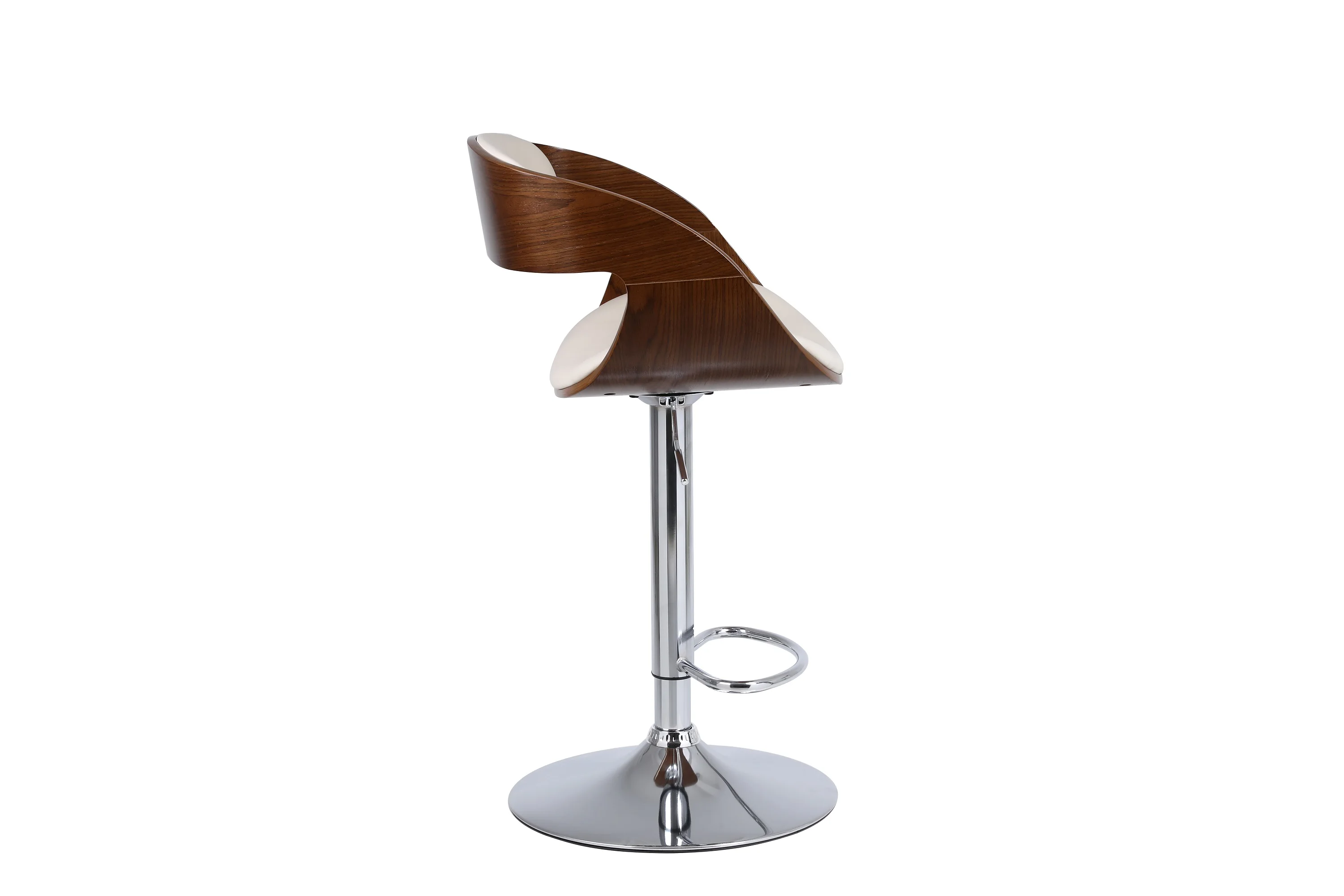 Fancy Walnut Veneer Plywood and PU Bar Stool