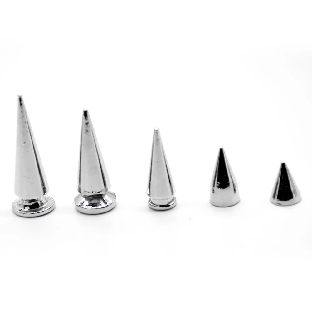 Punk Rivet Pointed Nail Gothic Style Button Alloy Silver Rivets Buckle Long Spikes For Clothes Crafts Leather Rivets