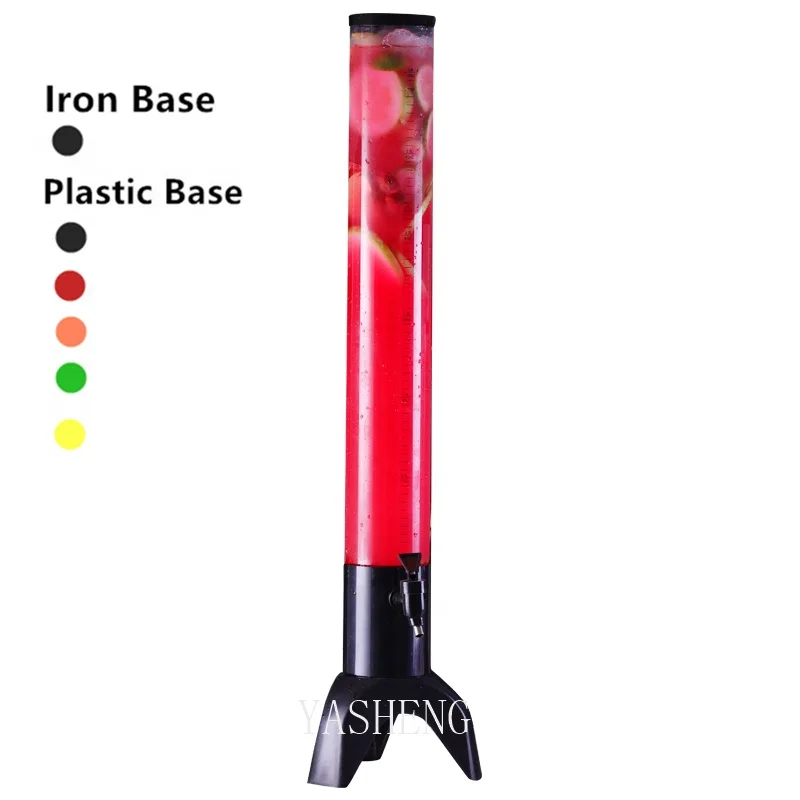 Custom Club Party 3 Liter Led Beer Tower Bar Juice Drink Dispenser with Ice Tube Plastic Beer Cooling Tower