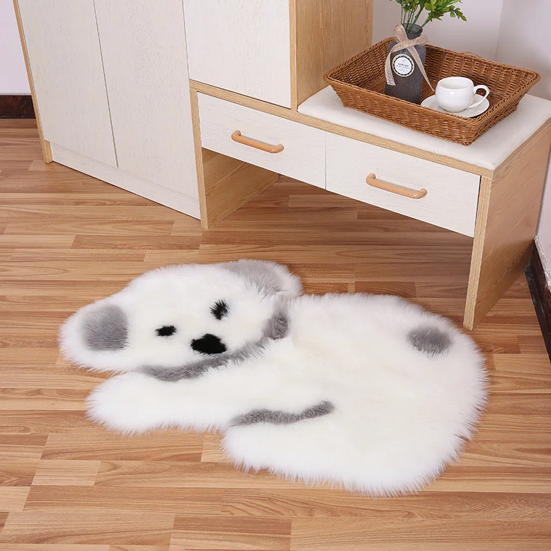 Factory Direct Sales Furry Panda Shaped Cartoon Carpet Washable Plush Carpet & Mat for Living Room Bedroom Hotel