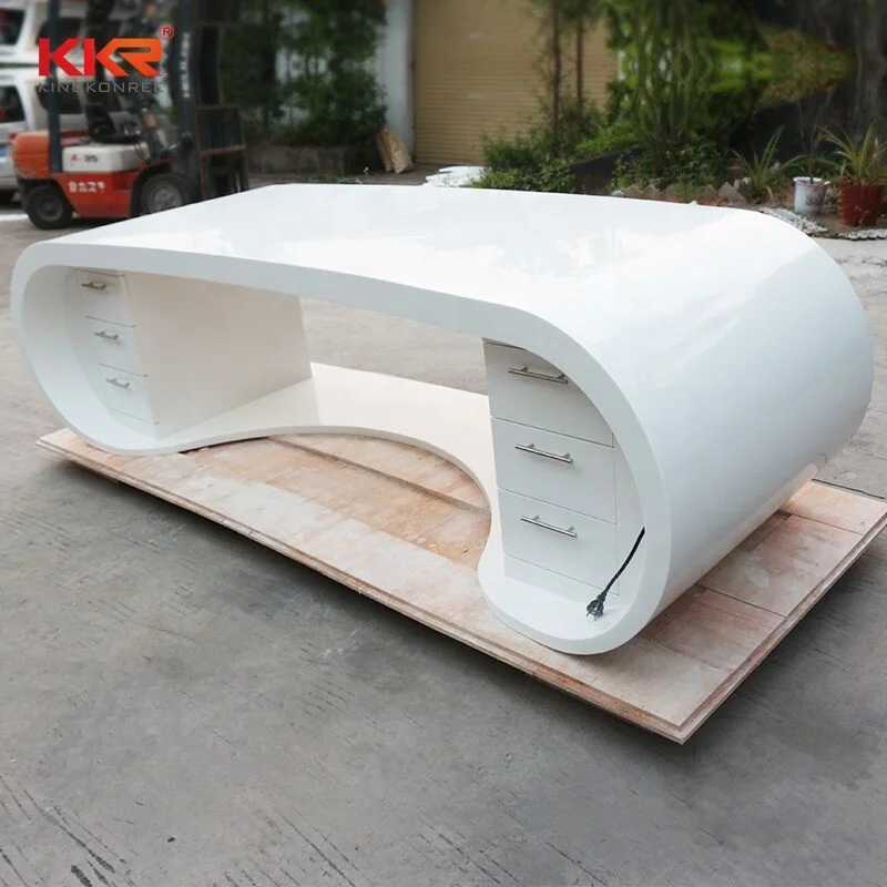 KKR Reception with Concrete Reception Counter Desk Office Reception Table Design