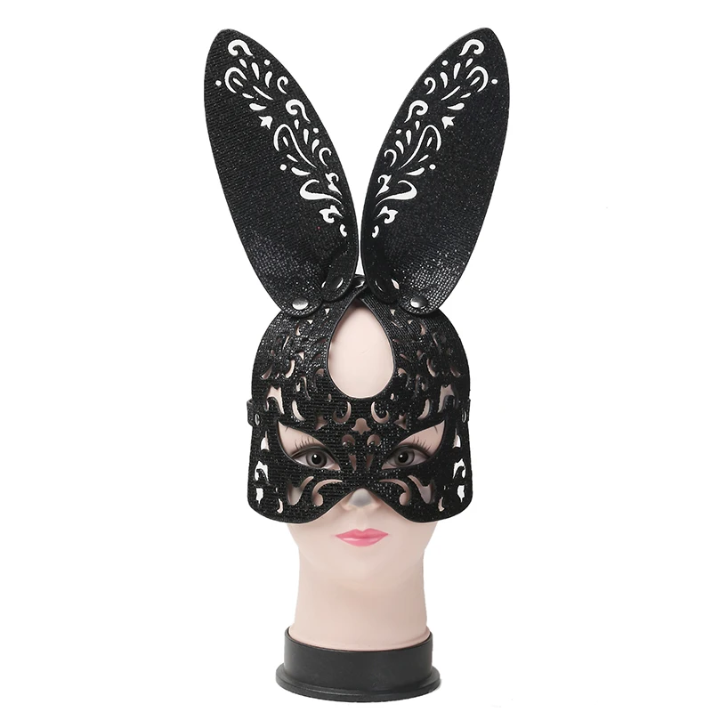 Leather Face Mask for Party Masquerade Men and Women Decorative Halloween Rave Party PU Chain Eye Mask