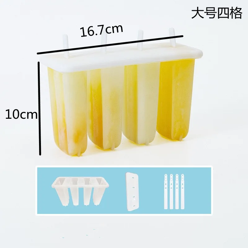 Safe Bpa Free Silicone 4 Cavities Plastic Ice Mold Cube Molds Creative Diy Popsicle Mold