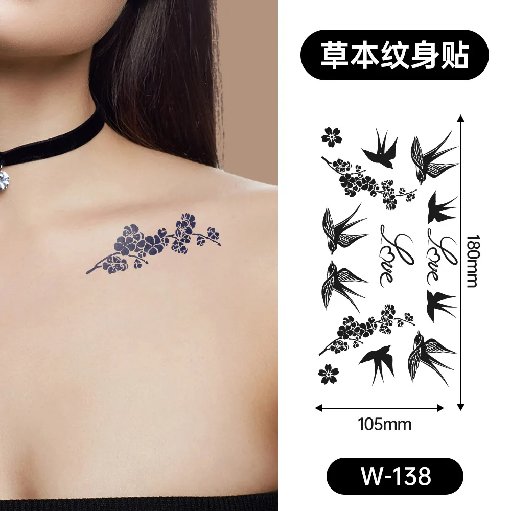 The latest small fresh herbal juice tattoo for men and women flowers tattoo one-time semi-permanent