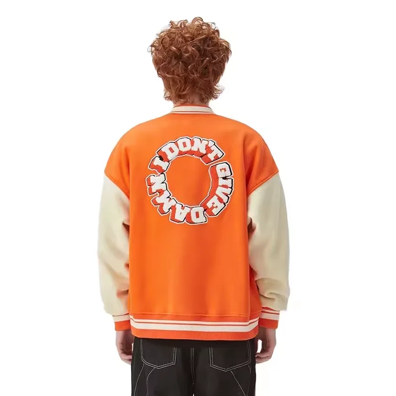 Jacket Homme  Veste Leather Sleeve Winter Coat Bomber Jacket Mens Hip Hop Wool Letterman  Jacket Manufacturer