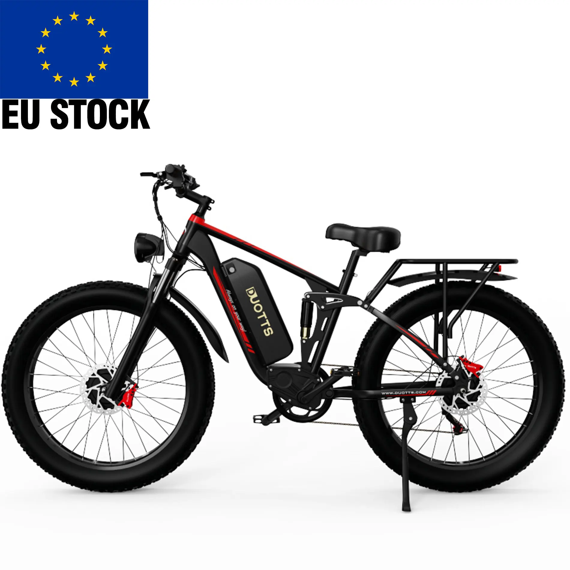 EU Stock DUOTTS S26 Dual Motor 750W*2 Electric Bike with 48V 20AH Lithium Battery Snow Mountain Fat Tire for Adults EU Warehouse
