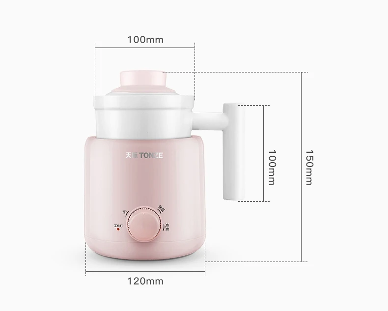 TONZE Mini multi-purpose Household Food Warmer 600ml Mini Stew Pot Electric Portable Slow Cooker Health Ceramic Stew Cup