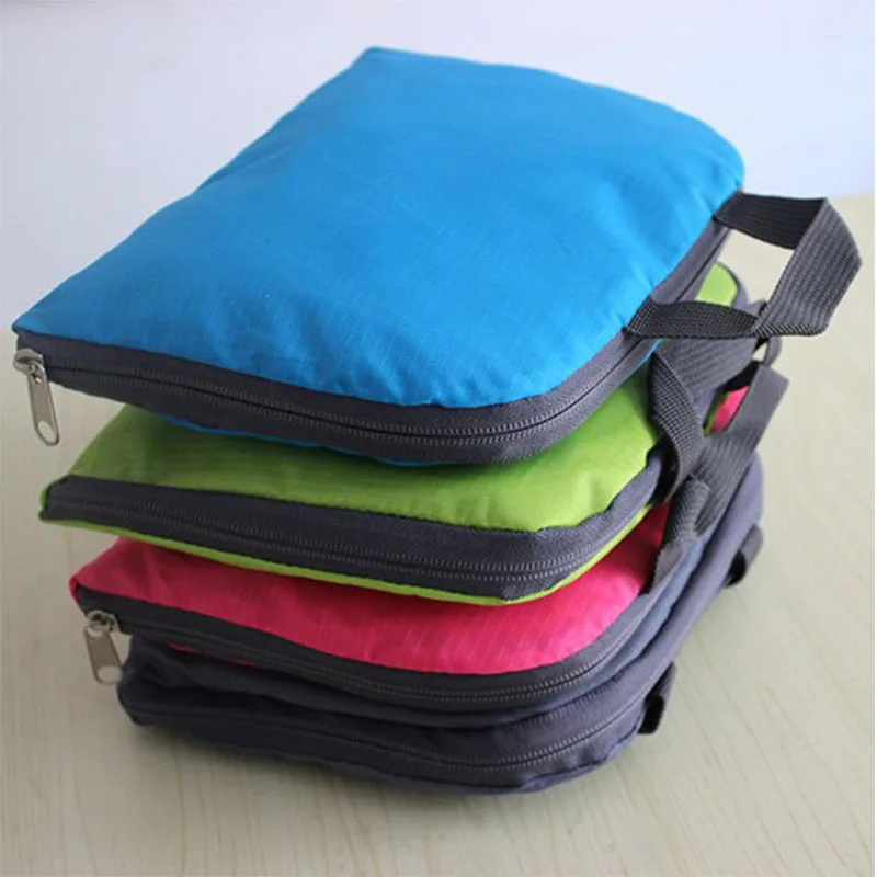 Promotion cheap light weight polyester portable hiking travel foldable backpack with custom logo Men Women Gym Shoulder