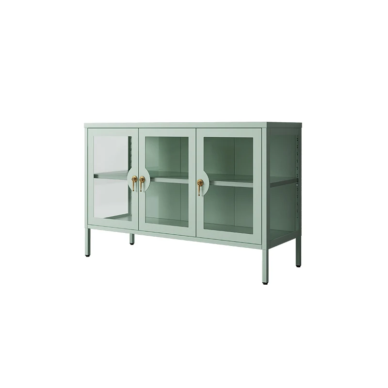 GREEN COLOR LIVING ROOM CABINET MODERN DESIGN 3 DOOR GLASS DISPLAY CABINET WHOLESALE CUSTOMIZED FURNITURE