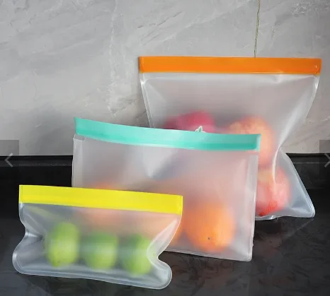 2023 Resealable EVA Food Silicone Clear Space Home Freezer Leakproof Frosted Plastic Ziplock Storage Bags for Stationery