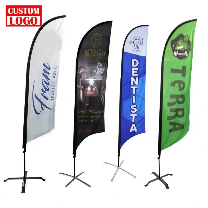 Customized Advertising Beach Flags Outdoor Digital Feather Flying Flag Pole Custom Printing Flag Banner Stand