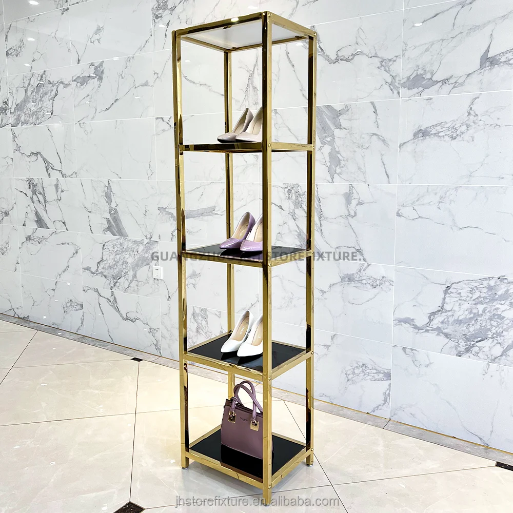 Commercial Furniture multi-layer gold selling shoes shelf selling shoes Fashion clothing store shoe rack bag display shelves
