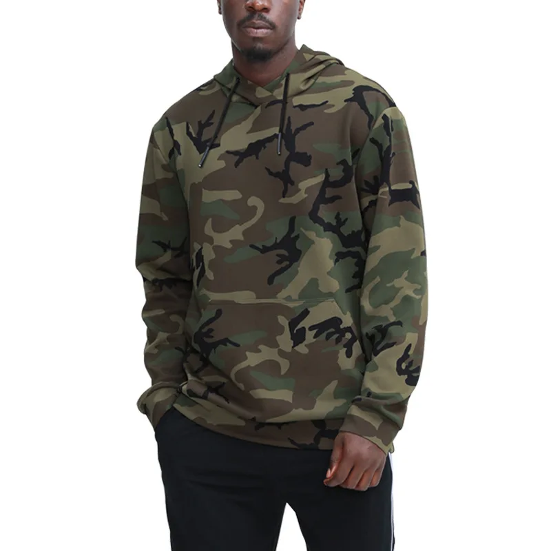 Wholesale Polyester Spandex Fabric Plain Hoodies Men Camouflage Printed Sweatshirt Men