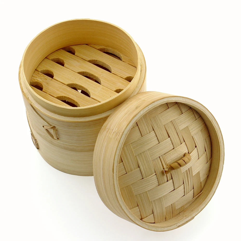 
Healthy Cooking 10-inch food container Basket Bamboo Steamer Set with Lid 