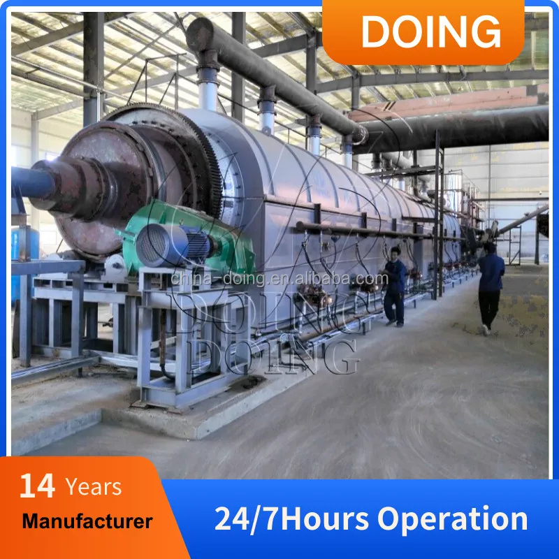 Popular choice waste tire plastic pyrolysis machine Continuous tyre plastic to fuel oil recycling pyrolysis plant