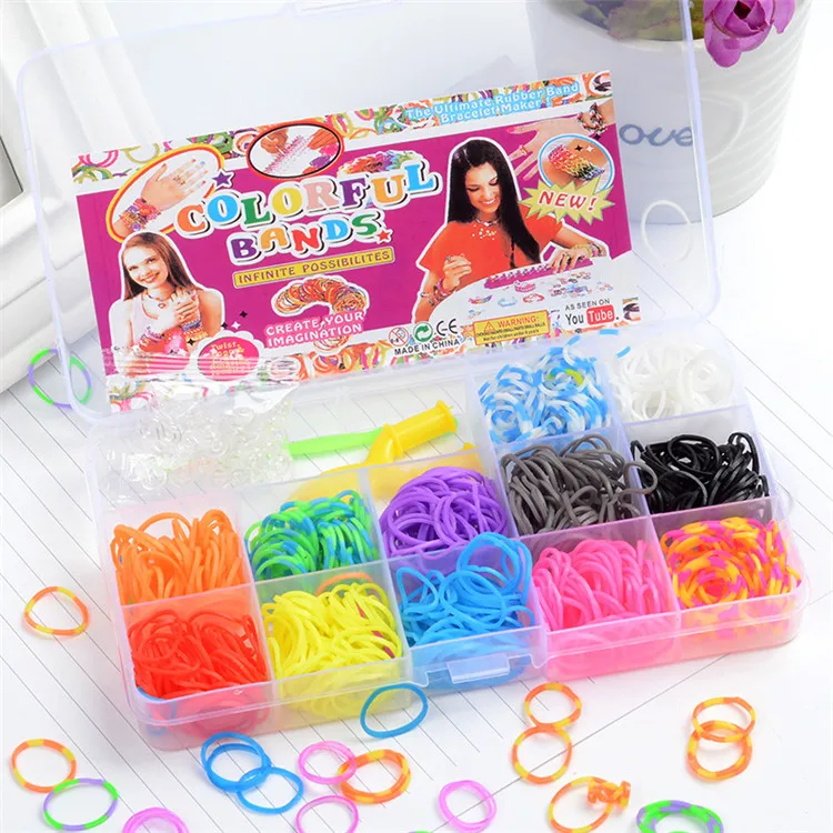 Creative Kids Gift Hot DIY Rubber Bands Bracelet Kit Colorful Diy Jewelry Making Elastic Rubber Bands Kit