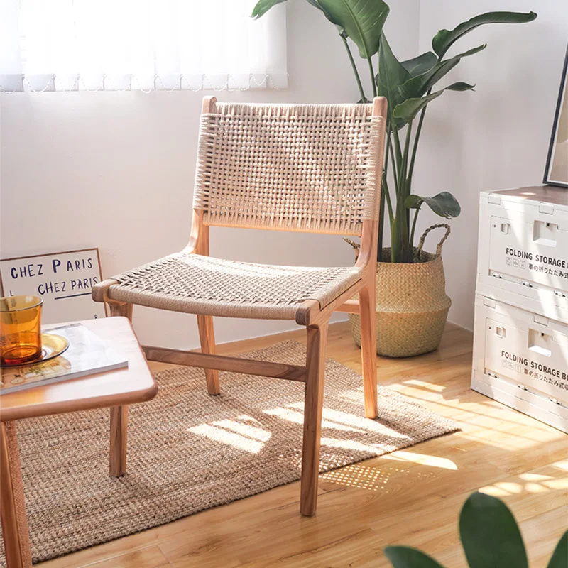Скандинавский деревянный обеденный стул Dreamhause из массива дерева под старину кожаный с седлом дизайнерское плетеное веревочное кресло для отдыха в