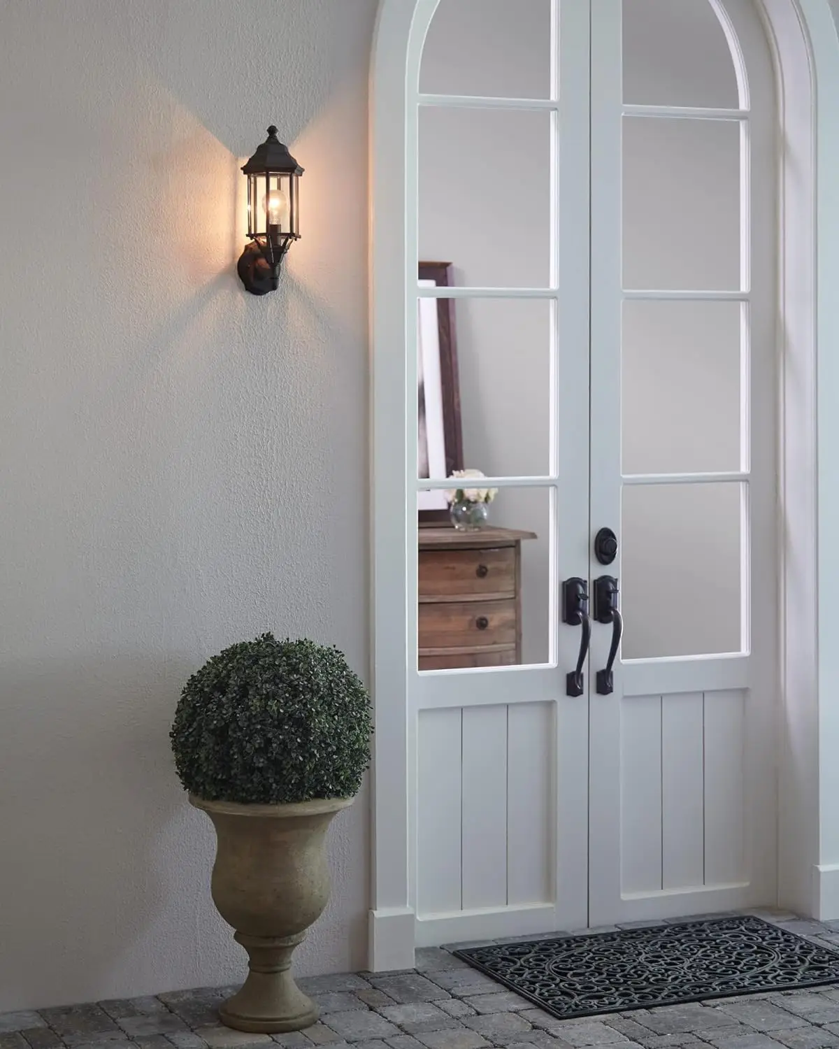 Large Outdoor Light Fixture 16.5in H Retro Exterior Wall Mount Lantern with Waterproof Matte Black Wall Lights with Clear Glass