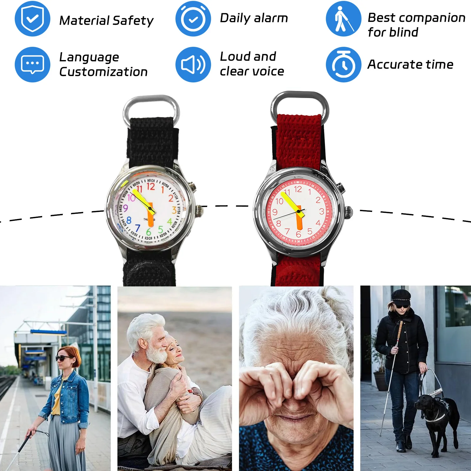 English Talking Watch for Women Ladies Seniors Talking Louder Sound Alarm Clock for Visually Impaired