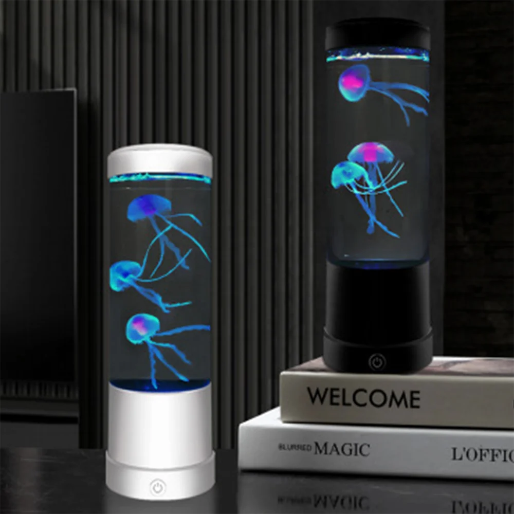 Led Color Changing Mini Aquarium Jellyfish Lamp Desk Decoration Fish