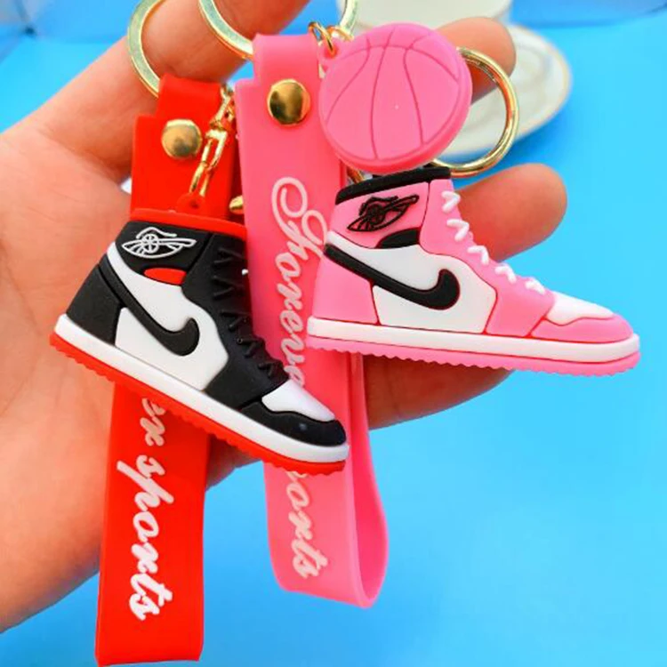 Wholesale 3D Rubber Mini Sneaker Key Chains Car Pendant Accessories Soft Rubber PVC Basketball Shoe Keychains