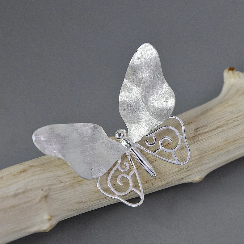 
925 Sterling Silver Butterfly Brooch Pin Charming Women Brooches 