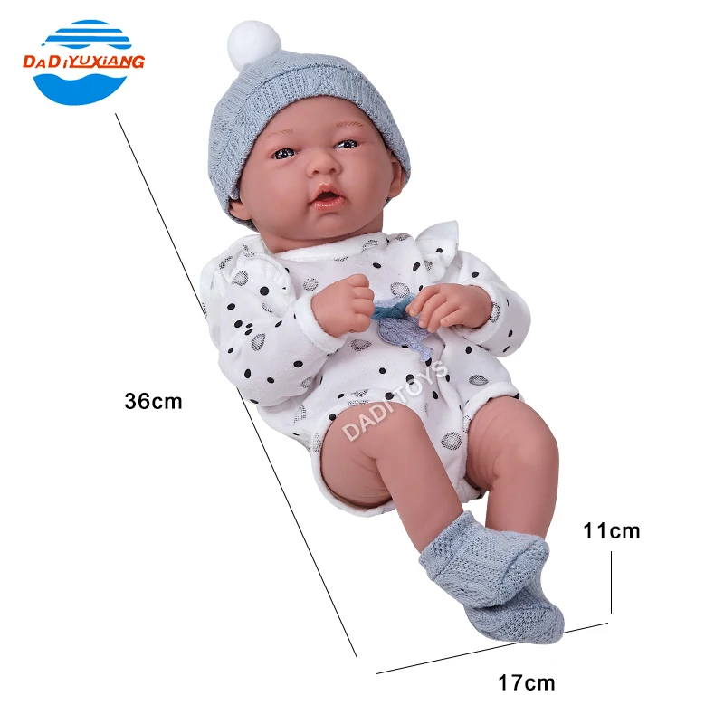 DADI OEM/ODM Rubber Simulation 14 Inch Soft Vinyl Baby Doll Realistic Reborn Baby Doll Kits