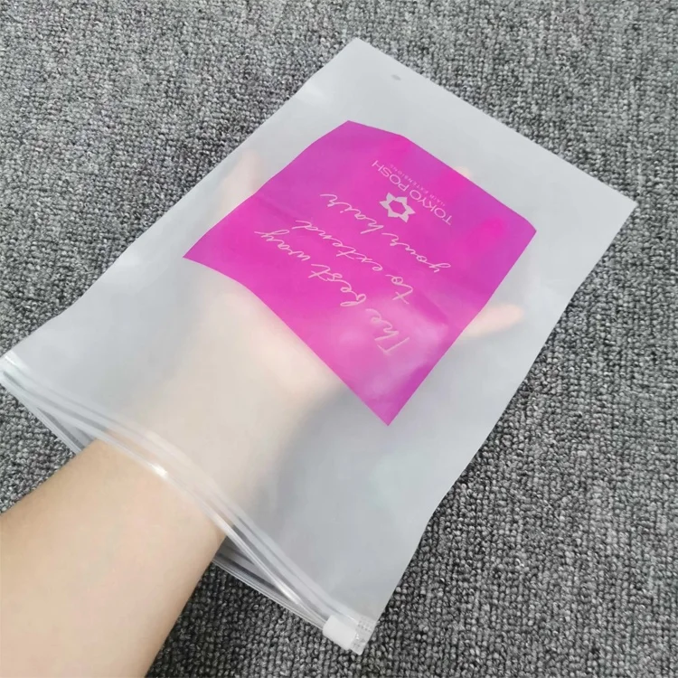 Custom Print Plastic Coat Clothing Packaging With Logo Zip Lock Frosted Zipper Poly Bag For Clothing