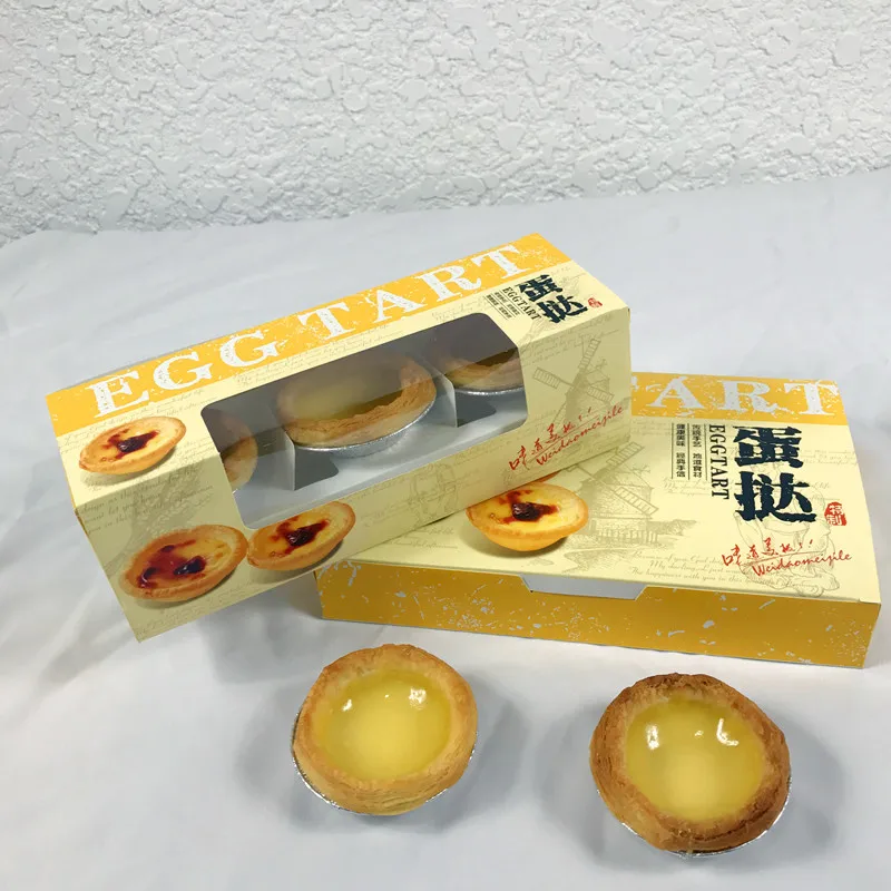 Kraft paper 4-pane cup cake box egg tart box with window