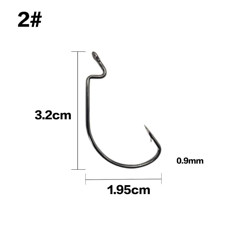  10pcs/lot Fishing Hook Set Carbon Steel Wide Crank Offset Fishhook for Soft Worm Lure Barbed carp Hooks