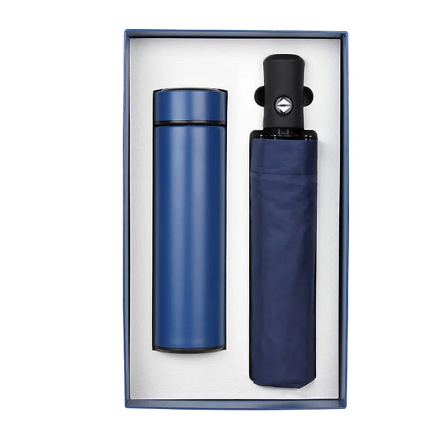 Promotional water bottle with umbrella boxed packing gift sets for exhibition