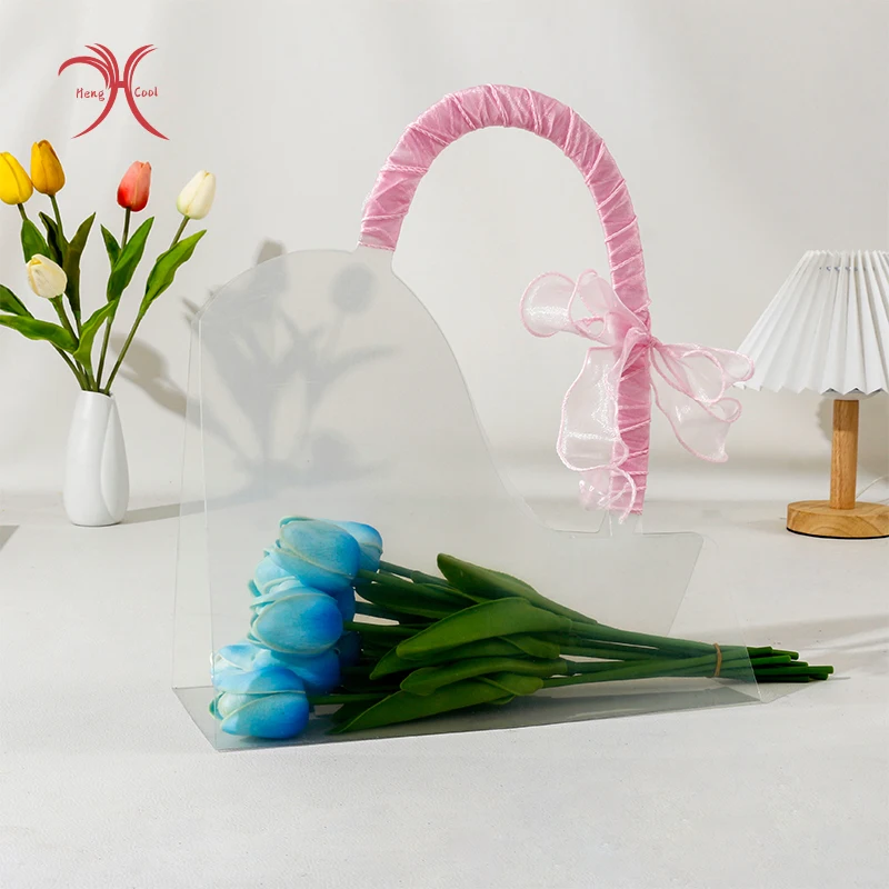 2023 Hot Selling New Transparent Handbag Flower Bag Holiday Gift Packaging Bag Bouquet Flower Lackaging Bag