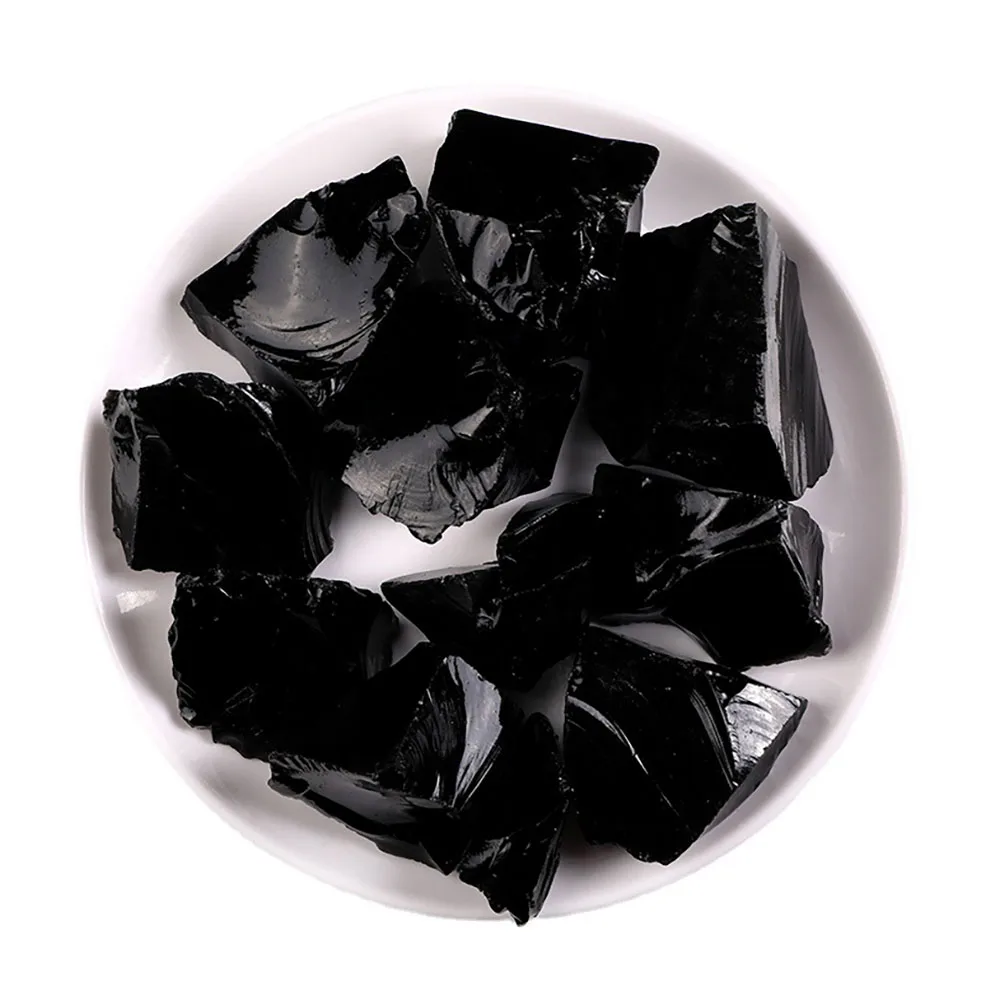Natural black obsidian raw stone wholesale black obsidian crystal aromatherapy stone
