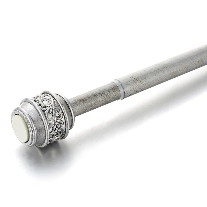 
High quality ancient brush grain I shaped flexible shower curtain rod self supporting 