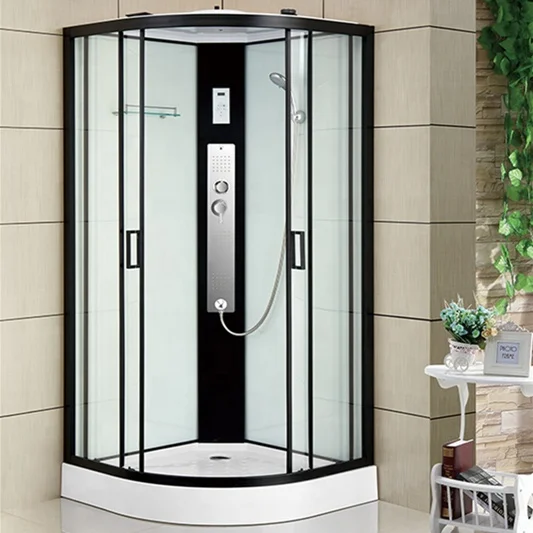 Bathroom China luxury black aluminium profile 90x90 bath steam cubicle shower room cabin with sliding door