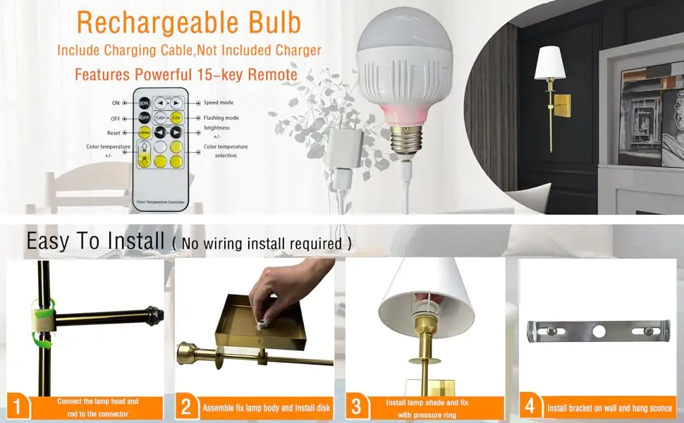 706 современный комплект бра с батарейным питанием 2 не проводных светильника Настенный Бра от батареи дистанционной регулируемой лампочкой