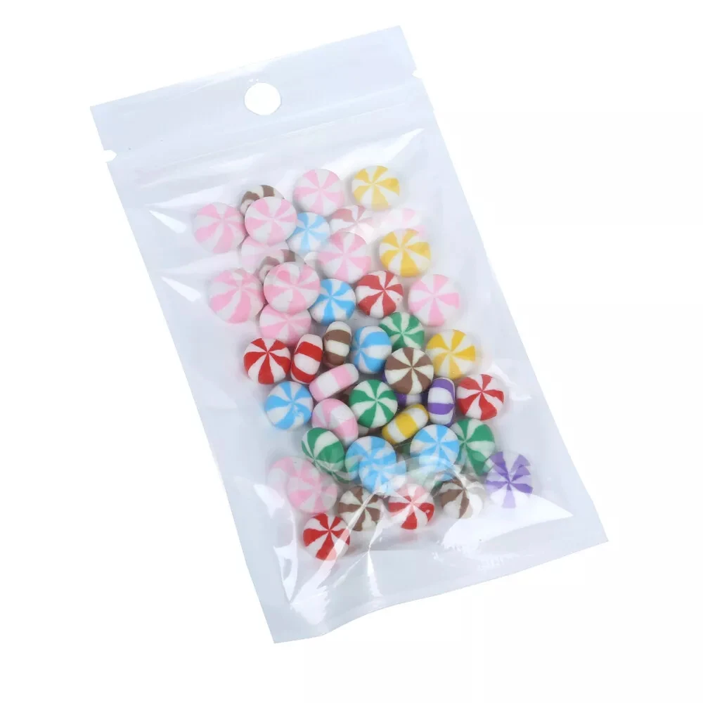 Customizable Design 4x7inch Clear/White Flat Ziplock Poly Bags with Hang Hole Suitable for Food and Electronic Components