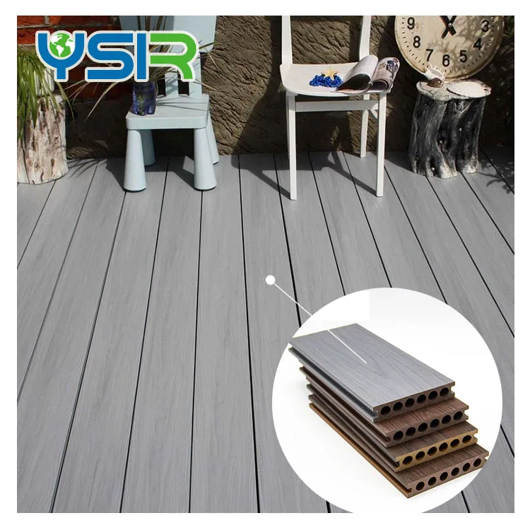 Veranda round hole WPC Terrace WPC Flooring Capped Wood Fiber Waterproof Outdoor Composite Decking Anti-slip