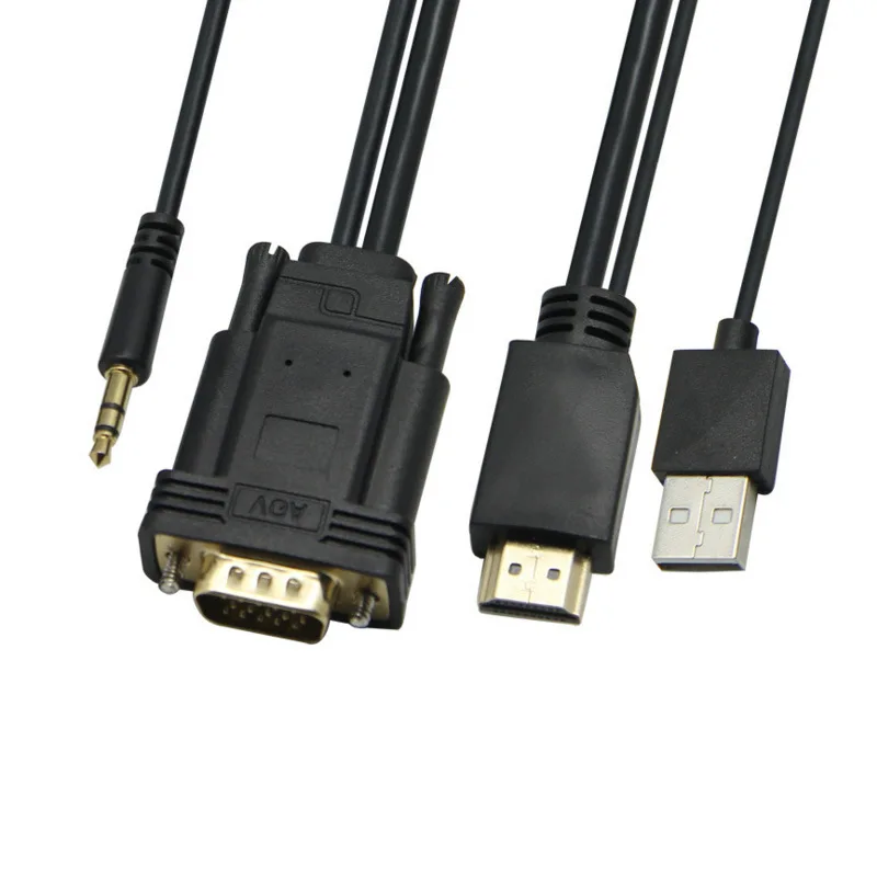High Quality HD MI to VGA KVM Cable with USB Audio  converter  Monitor Projector splitter cable