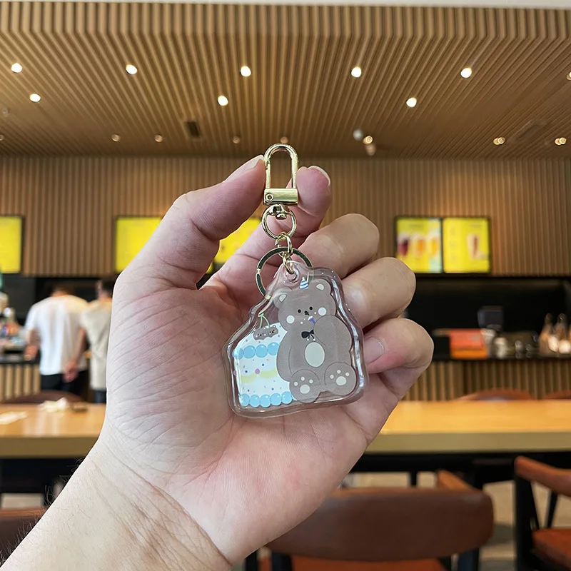 Manufacturer custom cartoon acrylic charms clear transparent acrylic keychains with back card