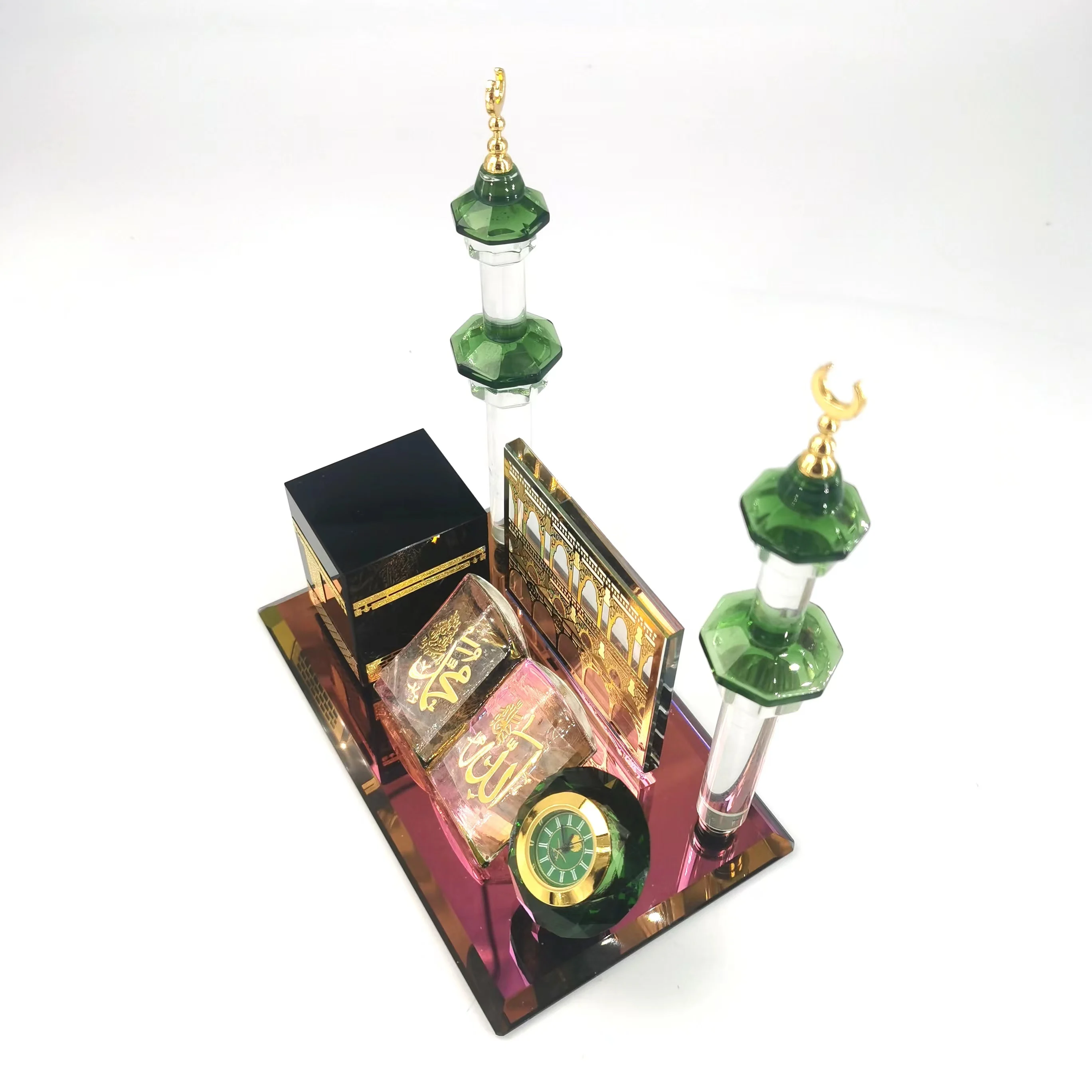 Makkah Glasscrystal glass ornament book  clock tower  Islamic customized souvenir for gift crystal craft