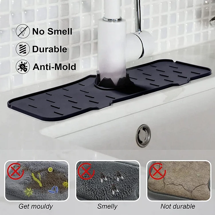 2022 Wholesale Kitchen Faucet Sink New Silicone Mat Anti-splash Pad Kitchen Gadget Tool Silicone Faucet Mat For Kitchen Sink