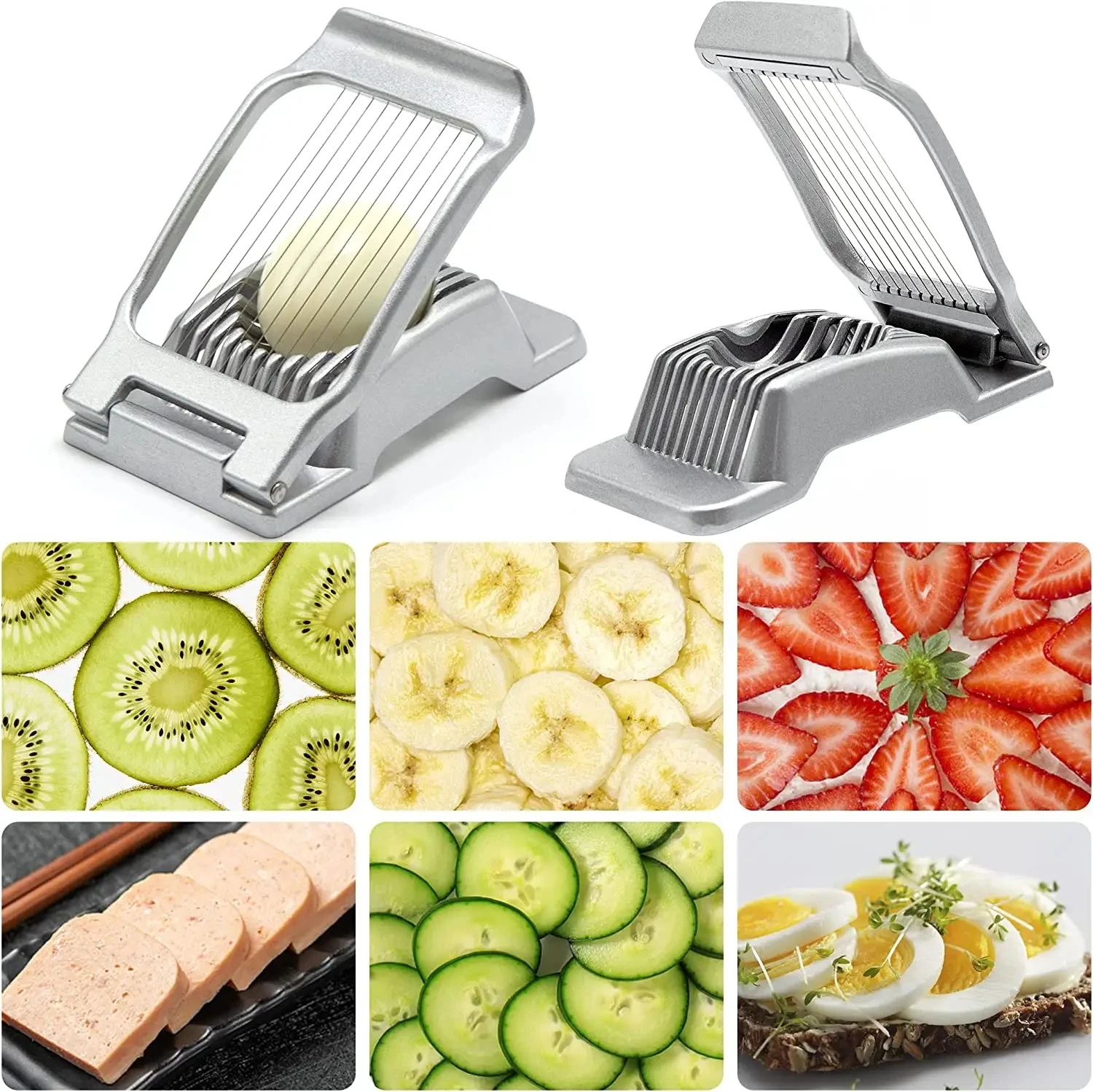 Kitchen Tools Handheld Metal Egg Cutter Stainless Steel Wire Egg Slicer For Hard Boiled Eggs