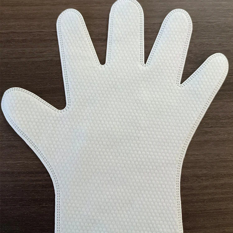 Wholesale White Non-woven Disposable Grill Gloves Spunlace Fabric Soft Wash Gloves with Wiping Cloth