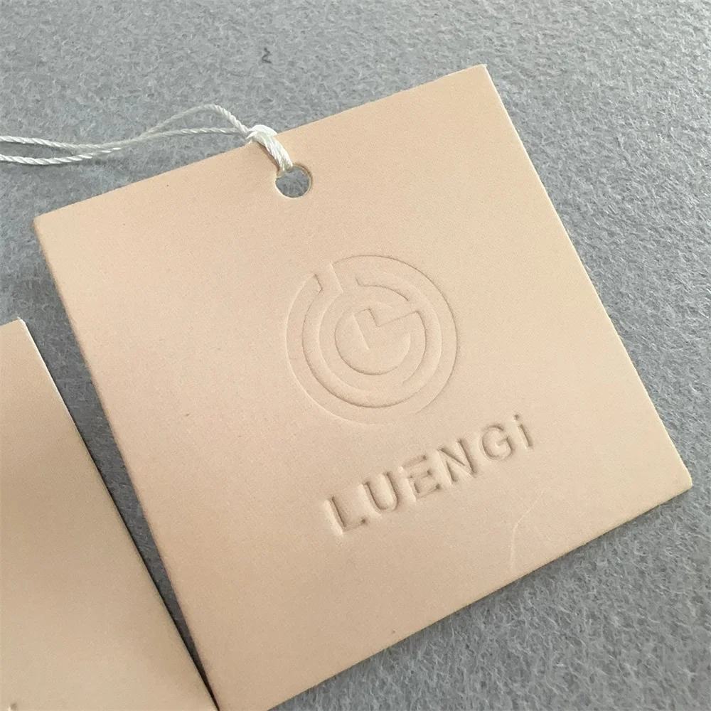 Custom Debossed Own Logo Hang Tags For Clothes Pink Clothing Swing Tags Labels Custom Logo Garment String Rope Hangtag
